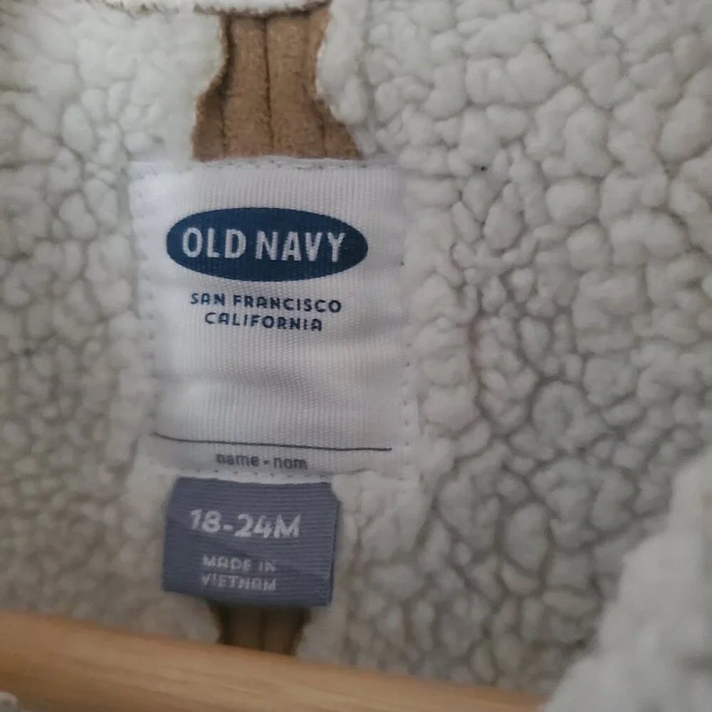 Old Navy Bomber Style Vest Infants Size 18-24 Months